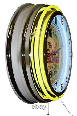 19 The Coca-Cola Co. Sign Double Neon Clock Home Bar Decor (Yellow)