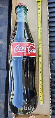 24 Inch Tall Coca-Cola Glass Bottle with Metal Cap Vintage Display Advertisement
