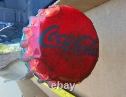 24 Inch Tall Coca-Cola Glass Bottle with Metal Cap Vintage Display Advertisement