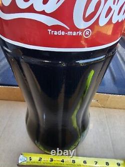 24 Inch Tall Coca-Cola Glass Bottle with Metal Cap Vintage Display Advertisement