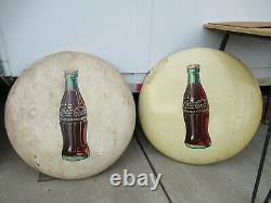 24 original 1950 cream White Coca Cola Coke Button Painted Sign