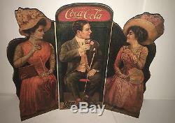 #250 EXTREMELY RARE 1900's COCA COLA CARDBOARD TRI FOLD COUNTER DISPLAY