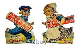 2 Coca Cola Gum Dutch Boy And Girl Cardboard Standup Advertising Rare Set
