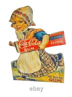 2 Coca Cola Gum Dutch Boy And Girl Cardboard Standup Advertising Rare Set