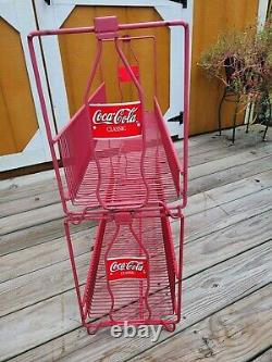 2 Vintage Coca Cola Classic Wire Store Display Bottle Rack Stackable Advertising