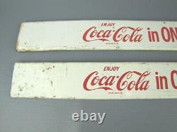 2 Vintage Coca-Cola Soda Pop One-Way Resealable Bottles Metal Display Rack Signs