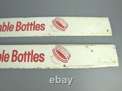2 Vintage Coca-Cola Soda Pop One-Way Resealable Bottles Metal Display Rack Signs