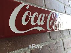 32X 3 COCA-COLA PORCELAIN DOOR PUSH BAR ADVERTISING SIGN. SODA, Pop, VINTAGE