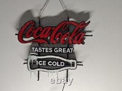 32x24 Coca Cola Tastes Great Ice Cold Vivid LED Neon Sign Light With Dimmer