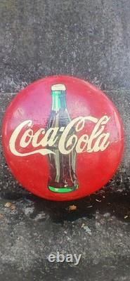 35-year-old rare Coca-Cola button sign from 1990 very unique One of a Kind sign