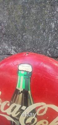 35-year-old rare Coca-Cola button sign from 1990 very unique One of a Kind sign