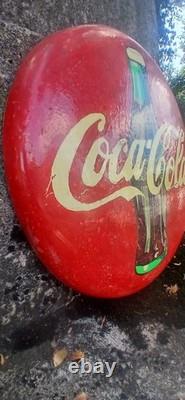 35-year-old rare Coca-Cola button sign from 1990 very unique One of a Kind sign