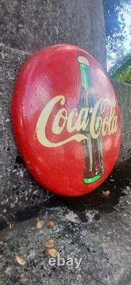 35-year-old rare Coca-Cola button sign from 1990 very unique One of a Kind sign