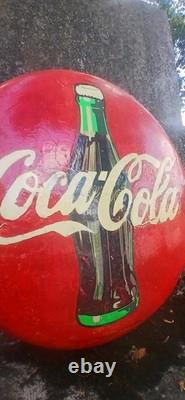 35-year-old rare Coca-Cola button sign from 1990 very unique One of a Kind sign