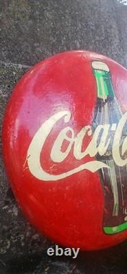 35-year-old rare Coca-Cola button sign from 1990 very unique One of a Kind sign