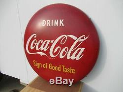36 Org. 1950 Coca Cola Coke Button Sign of Good Taste Painted on Metal Complete