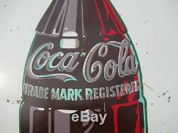 36 Rare original 1951 White Coca Cola Coke Button Sign Painted on Metal