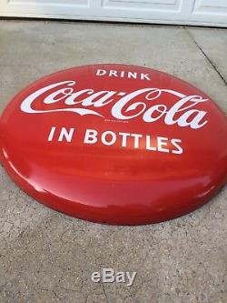 36 Vintage Antique Coca Cola Button Porcelain Gas Sign-Super Nice