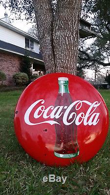 36 Vintage Coca-Cola Sign 1950's Porcelain Button Great Collector's Coke Sign