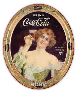 (3) Coca Cola Relieves Fatigue Soda 16 Oval Heavy Duty USA Metal Aged Adv Sign