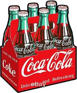(3) Coca Cola Six Pack Carton Of Coke 20 Heavy Duty USA Made Metal Adv Sign