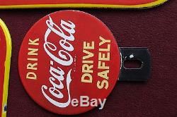 (3) Vtg Coca Cola Porcelain Door push Have a Coke Tin sign nice
