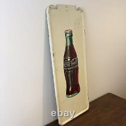 40 Vintage Jan 1947 Coca Cola Bottle Pilaster Porcelain Sign A-M Original