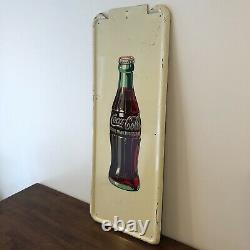 40 Vintage Jan 1947 Coca Cola Bottle Pilaster Porcelain Sign A-M Original