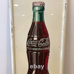 40 Vintage Jan 1947 Coca Cola Bottle Pilaster Porcelain Sign A-M Original