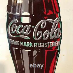 40 Vintage Jan 1947 Coca Cola Bottle Pilaster Porcelain Sign A-M Original