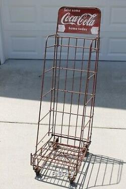 40s Coca Cola Wheeled Metal Store Display Rack Stand Cart Take Some Home Today