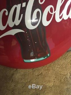 48 Inch Coca Cola Sign Button In Great Condition
