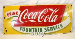 50's COCA COLA FOUNTAIN SERVICE Soda Beverage ADVERTISING Sign 12x28