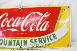 50's COCA COLA FOUNTAIN SERVICE Soda Beverage ADVERTISING Sign 12x28