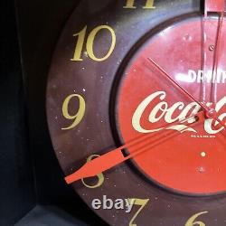 50s Vintage Coca-Cola Art Deco Advertising Clock Sign Coke 18 Round Tested