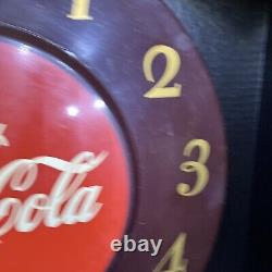 50s Vintage Coca-Cola Art Deco Advertising Clock Sign Coke 18 Round Tested
