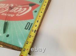 50s Vintage Green Coca-Cola Fish Tail Advertising Clock Sign Pam Electric Clock