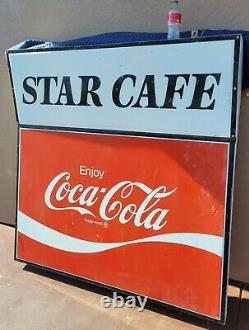 60's 70's Coca Cola STAR CAFE STOCKTON CA MIRACLE MILE Metal Sign 2 side 60x60