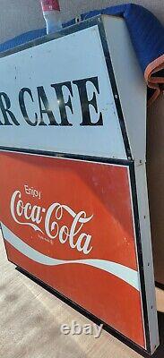 60's 70's Coca Cola STAR CAFE STOCKTON CA MIRACLE MILE Metal Sign 2 side 60x60