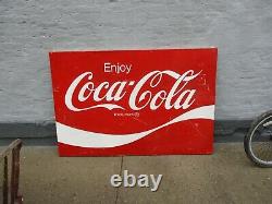 66 x 44 LARGE Vintage Original Enjoy Coca Cola Sign Authentic Large Metal Sign