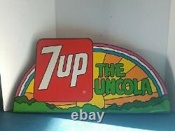 7UP The Uncola Rainbow Metal Flange Sign Origina PETER MAXX Coke Cola Soda