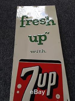 7-Up Embossed Non Porcelain Metal Sign 1962 Soda Cola Like Crush Pepsi Coke NICE