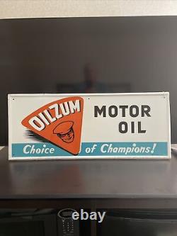 9-70 Original & Authentic''oilzum Motor Oil'' Metal Sign 36x15 Inch Made In USA