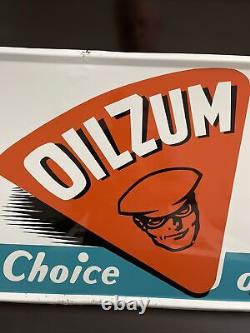 9-70 Original & Authentic''oilzum Motor Oil'' Metal Sign 36x15 Inch Made In USA