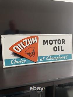 9-70 Original & Authentic''oilzum Motor Oil'' Metal Sign 36x15 Inch Made In USA