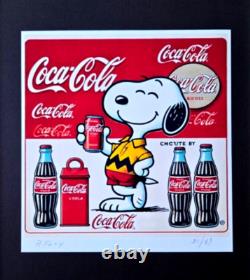 AIDAN FLUX Hand Signed Original Print Framed COA RARE SNOOPY COCA COLA