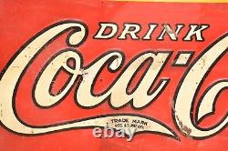 ANTIQUE 1939 COCA COLA Metal SIGN SODA General Store ADVERTISING Original 39x19