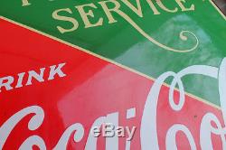 ANTIQUE Vintage Cameo 1935 Coca Cola Soda Fountain Service Porcelain Sign