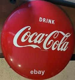AUTHENTIC COCA-COLA 24 INCH BUTTON PORCELAIN SIGN Very Good CONDITION