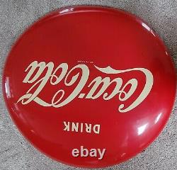 AUTHENTIC COCA-COLA 24 INCH BUTTON PORCELAIN SIGN Very Good CONDITION